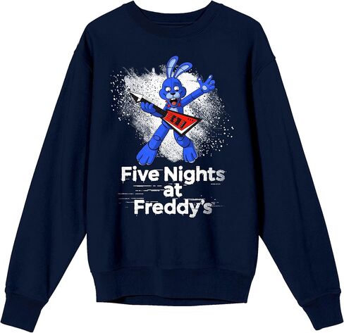 Bioworld Five Nights at Freddy's Bonnie With Guitar Men's Navy Blue Crew Neck Sweatshirt in Saudi Arabia