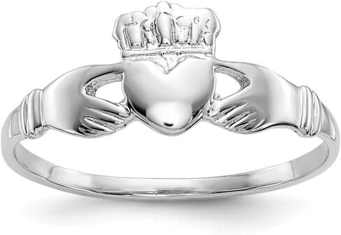 Solid 14k White Gold Ladie's Claddagh Ring (6 to 18 mm) in Saudi Arabia