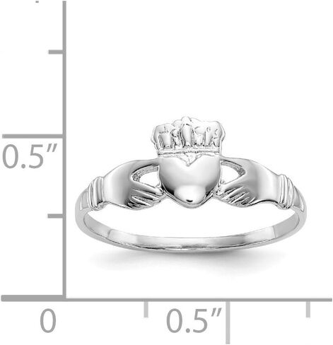 Solid 14k White Gold Ladie's Claddagh Ring (6 to 18 mm) in Saudi Arabia