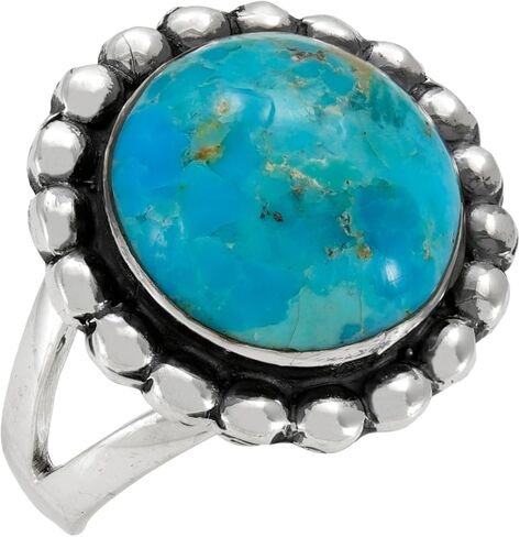Turquoise Ring Sterling Silver 925 Genuine Gemstones Size 6 to 11 in Saudi Arabia