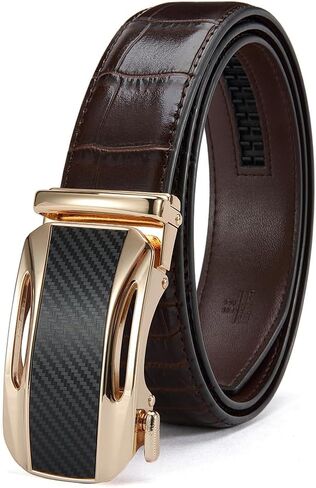 Men's Ratchet Leather Belt for Casual Golf Dress Pants Shirts, Adjustable Fit, Comfortable and Easy To Use in Saudi Arabia