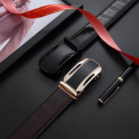 Men's Ratchet Leather Belt for Casual Golf Dress Pants Shirts, Adjustable Fit, Comfortable and Easy To Use in Saudi Arabia