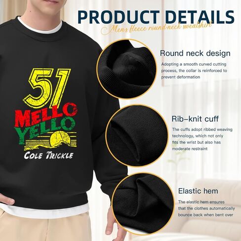 سويت شيرت بغطاء للرأس من الصوف للرجال، 51 Mello Yello Cole Trickle، رقبة مستديرة من الصوف ثقيل الوزن in Kuwait