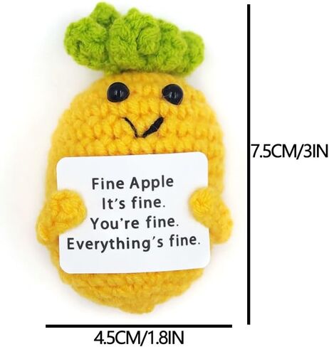 قطعتان من دمية الأناناس الإيجابية المحبوكة، هدايا أناناس كروشيه داعمة عاطفيًا مع بطاقة ملهمة مبهجة لهدايا المهرجانات وحفلات التخرج وديكور تجمع الحفلات in Kuwait