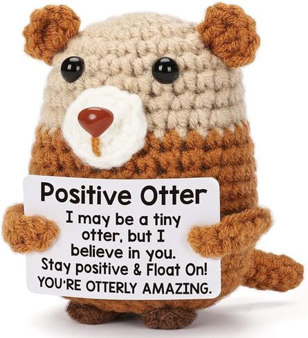 Mini Funny Otter Positivity Gifts Handmade Crochet Presents - Birthday, Christmas, Graduation Motivational for Women/Men, Friends, Family, Coworkers - Emotional Inspirational Support Cute Desk Deco in Saudi Arabia