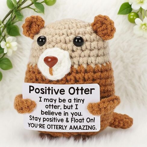 Mini Funny Otter Positivity Gifts Handmade Crochet Presents - Birthday, Christmas, Graduation Motivational for Women/Men, Friends, Family, Coworkers - Emotional Inspirational Support Cute Desk Deco in Saudi Arabia