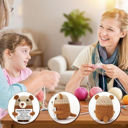 Mini Funny Otter Positivity Gifts Handmade Crochet Presents - Birthday, Christmas, Graduation Motivational for Women/Men, Friends, Family, Coworkers - Emotional Inspirational Support Cute Desk Deco in Saudi Arabia