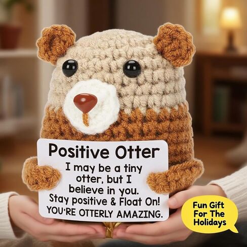 Mini Funny Otter Positivity Gifts Handmade Crochet Presents - Birthday, Christmas, Graduation Motivational for Women/Men, Friends, Family, Coworkers - Emotional Inspirational Support Cute Desk Deco in Saudi Arabia