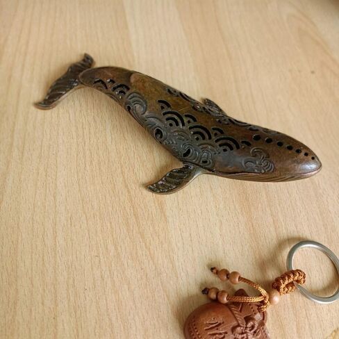 Generic Whale Aromatherapy Furnace Hollow Design Multi-Purpose Handmade Antique Incense Stove Creative Alloy(Copper Red) in Saudi Arabia