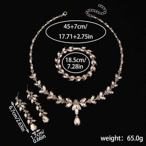 Kamirola Bridal Wedding Jewelry Set for Women/Brides/Bridesmaids Crystal Jewelry Set for Wedding Prom Party Bridal Crystal Necklace Earrings Bracelet Set in Saudi Arabia