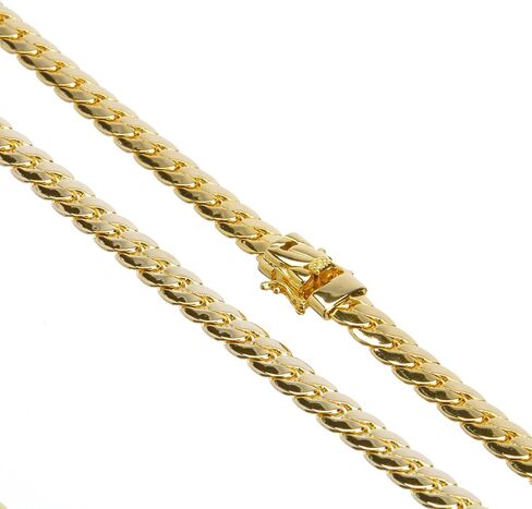 metaltree98 Heavy Cuban Link Chain Necklace Box Clasp Safety Lock 14K Gold Plated 8 mm / 26" in Saudi Arabia