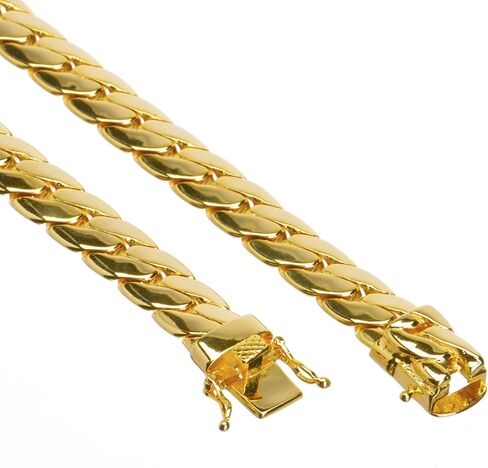 metaltree98 Heavy Cuban Link Chain Necklace Box Clasp Safety Lock 14K Gold Plated 8 mm / 26" in Saudi Arabia