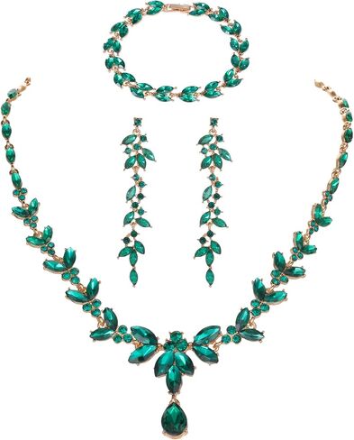 Kamirola Bridal Wedding Jewelry Set for Women/Brides/Bridesmaids Crystal Jewelry Set for Wedding Prom Party Bridal Crystal Necklace Earrings Bracelet Set in Saudi Arabia