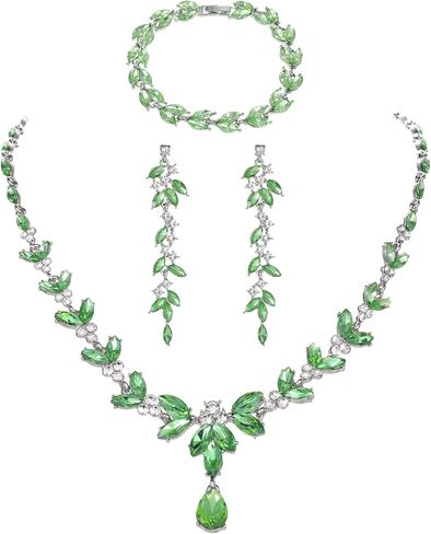Kamirola Bridal Wedding Jewelry Set for Women/Brides/Bridesmaids Crystal Jewelry Set for Wedding Prom Party Bridal Crystal Necklace Earrings Bracelet Set in Saudi Arabia