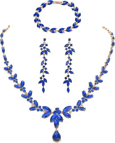 Kamirola Bridal Wedding Jewelry Set for Women/Brides/Bridesmaids Crystal Jewelry Set for Wedding Prom Party Bridal Crystal Necklace Earrings Bracelet Set in Saudi Arabia