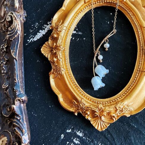 Lily of the Valley Necklace Lily Flower Pearl Pendant Floral Charm Chain Necklace Jewely in Saudi Arabia