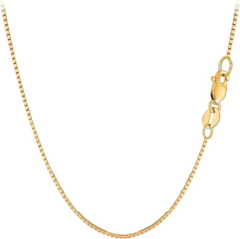 Jewelry Affairs 10k Yellow Solid Gold Mirror Box Chain Necklace, 1.0mm in Saudi Arabia