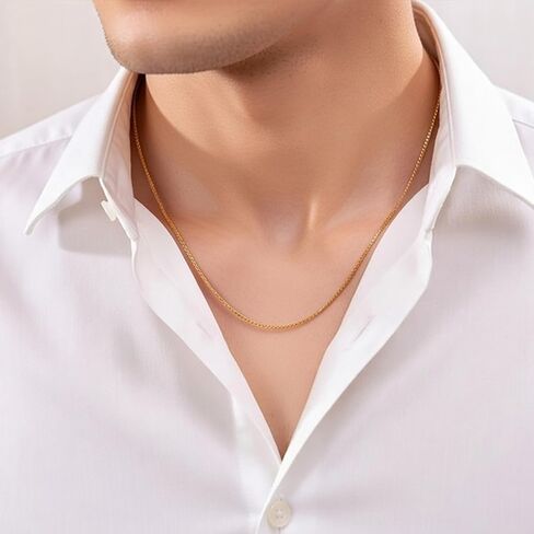 Jewelry Affairs 10k Yellow Solid Gold Mirror Box Chain Necklace, 1.0mm in Saudi Arabia