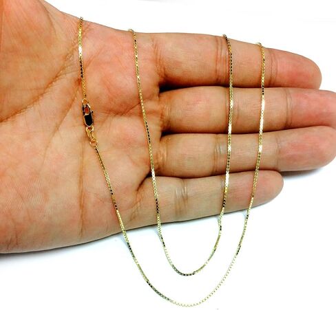 Jewelry Affairs 10k Yellow Solid Gold Mirror Box Chain Necklace, 1.0mm in Saudi Arabia