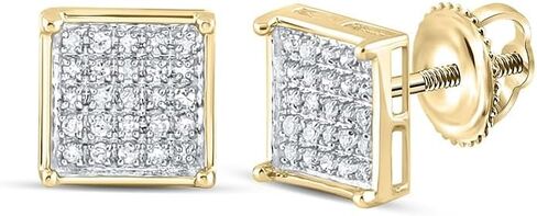 10kt الذهب الأصفر جولة الماس ساحة الكتلة أقراط 1/6ct in Saudi Arabia