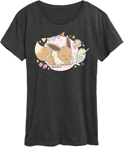 HYBRID APPAREL Pokémon - Cafe Eevee - تي شيرت نسائي برسومات قصيرة الأكمام in Saudi Arabia