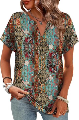 WIHOLL Womens Summer Tops 2026 Short Sleeve V Neck T Shirts Fashion Beach Vacation Clothes Business Casual Outfits in Kuwait