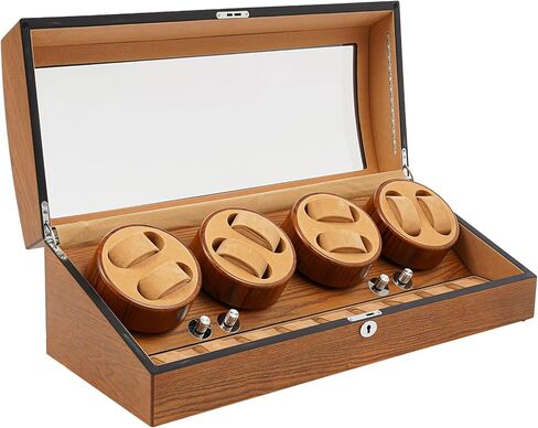 Watch Display Case, Automatic Watch Winder Display Case 8 Winders + 9 Pillows, 5 Rotation Mode Luxury Watch Storage Box with Interior Light and Silent Motor (Black and Beige) in Saudi Arabia