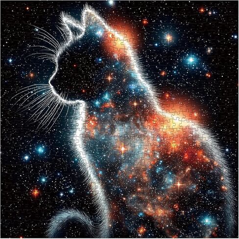 Funny Cat Jigsaw Puzzle 1000 قطعة للبالغين ، الكتب الفنية ألغاز الأسماك بانوراما ، رف الكتب العتيقة لغز جمالي صعب in Kuwait
