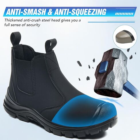 Steel Toe Boots for Men Slip-Resistant & Waterproof, Slip On Steel Toe Boots for Women Comfortable with Kevlar Midsole for Work, Construction, Hiking, Outerdoor in Saudi Arabia