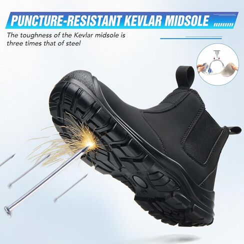 Steel Toe Boots for Men Slip-Resistant & Waterproof, Slip On Steel Toe Boots for Women Comfortable with Kevlar Midsole for Work, Construction, Hiking, Outerdoor in Saudi Arabia