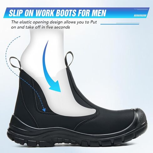 Steel Toe Boots for Men Slip-Resistant & Waterproof, Slip On Steel Toe Boots for Women Comfortable with Kevlar Midsole for Work, Construction, Hiking, Outerdoor in Saudi Arabia