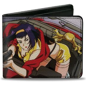 Buckle-Down Cowboy Bebop Wallet, Bifold, Cowboy Bebop Faye Valentine Shooting Scene and Title Logo, Vegan Leather in Kuwait