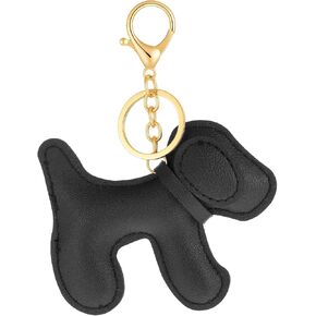 Leather Dog Keychain, Cute PU Leather Dog Bag Charm Black Dogs Keychain Keyring Purse Charms Dogs Lover Charms for Purse Handbags Bag Accessories, Black in Kuwait