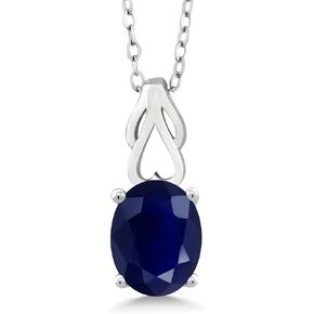 Gem Stone King Solitaire Pendant Necklace for Women | 925 Sterling Silver | 9X7MM Oval Gemstone Birthstone Necklace | With 18 Inch Silver Chain | Fine Jewelry Gifts for Her Mom Women Wife in Saudi Arabia