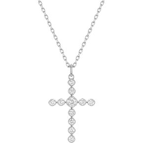 قلادة متقاطعة من الألماس 0.5-1 قيراط للنساء، قلادة متقاطعة من الفضة الإسترليني مطلية بالذهب عيار 14 قيراط، سلسلة كابل 18 بوصة مع مشبك زنبركي، هدية أنيقة لعيد الميلاد واحتفالات أعياد الميلاد in Kuwait