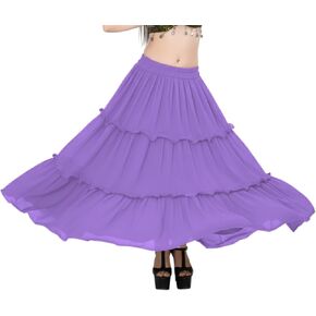 Chiffon 3 Layer Belly Dancing Troupe Skirt Flair 3 Layer Tribal Dance Skirt for Girls C3 in Kuwait