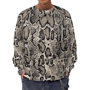Men's Python Snakeskin Texture Print Sweatshirt Novelty Pullover Casual Raglan Round Neck Sweatshirt in Kuwait