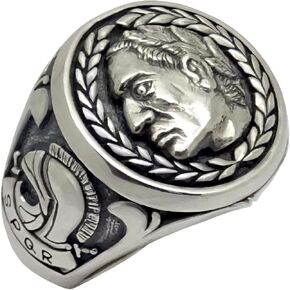 Roman Emperor Sterling Silver Men Ring Gaius Julius Caesar SPQR Army Legion X in Kuwait
