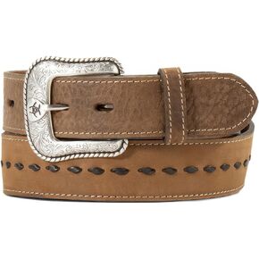 ARIAT Men's Crazy Horse Leather Belt with Twisted Buck Lacing and Antique Silver Floral Engraved Buckle in Saudi Arabia