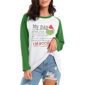 T-Shirt Women Long Sleeve Stole Christmas Funny Printing Unisex Style Girls Ladys i m Booked (US, Alpha, Large, Regular, Regular, Green) in Saudi Arabia