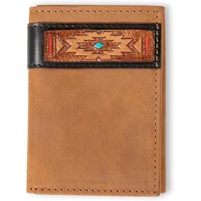 ARIAT Trifold Southwest Red/Turquoise Accent Wallet, Aged Black in Saudi Arabia