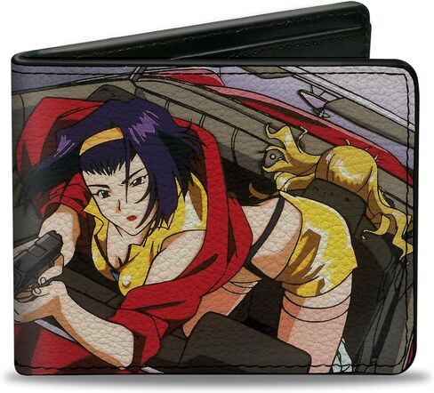 Buckle-Down Cowboy Bebop Wallet, Bifold, Cowboy Bebop Faye Valentine Shooting Scene and Title Logo, Vegan Leather in Saudi Arabia