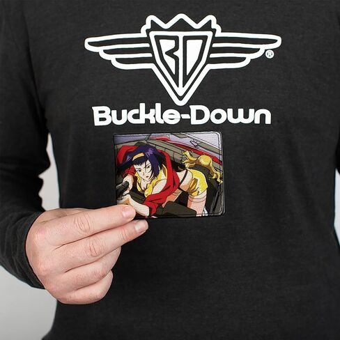 Buckle-Down Cowboy Bebop Wallet, Bifold, Cowboy Bebop Faye Valentine Shooting Scene and Title Logo, Vegan Leather in Saudi Arabia