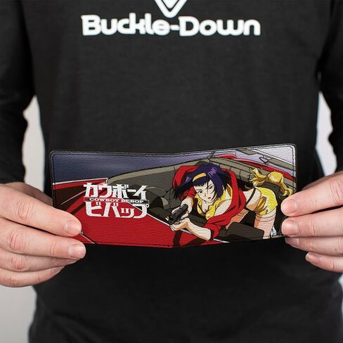 Buckle-Down Cowboy Bebop Wallet, Bifold, Cowboy Bebop Faye Valentine Shooting Scene and Title Logo, Vegan Leather in Saudi Arabia