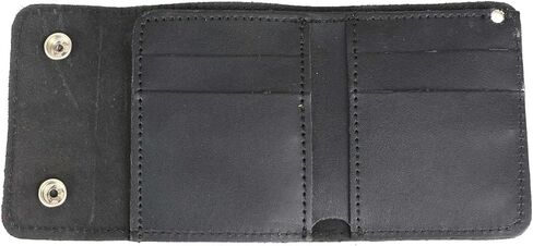 محفظة Milwaukee Leather MLW7821 للرجال مقاس 4 بوصات من الجلد ثلاثية الطي مع محفظة من النيكل الجاموس مع سلسلة من الفولاذ المقاوم للصدأ مضادة للسرقة - مقاس واحد in Saudi Arabia