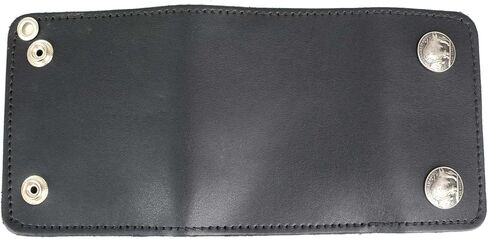 محفظة Milwaukee Leather MLW7821 للرجال مقاس 4 بوصات من الجلد ثلاثية الطي مع محفظة من النيكل الجاموس مع سلسلة من الفولاذ المقاوم للصدأ مضادة للسرقة - مقاس واحد in Saudi Arabia