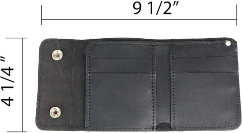 محفظة Milwaukee Leather MLW7821 للرجال مقاس 4 بوصات من الجلد ثلاثية الطي مع محفظة من النيكل الجاموس مع سلسلة من الفولاذ المقاوم للصدأ مضادة للسرقة - مقاس واحد in Saudi Arabia
