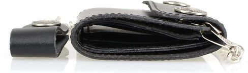 محفظة Milwaukee Leather MLW7821 للرجال مقاس 4 بوصات من الجلد ثلاثية الطي مع محفظة من النيكل الجاموس مع سلسلة من الفولاذ المقاوم للصدأ مضادة للسرقة - مقاس واحد in Saudi Arabia