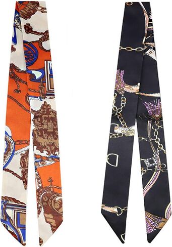 6PCS Handbag Head Scarf for Women Hair Purse Bag Silky Neck Scarves Gifts 39.4"x1.57" in Saudi Arabia