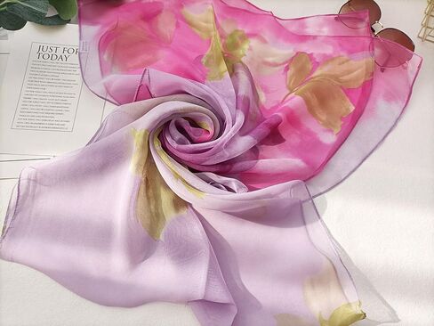 Silk Feeling Lightweight Scarves for Women Elegant Floral Pattern Head Wrap Shawls in Saudi Arabia